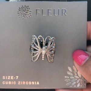 Cubic zirconia butterfly ring